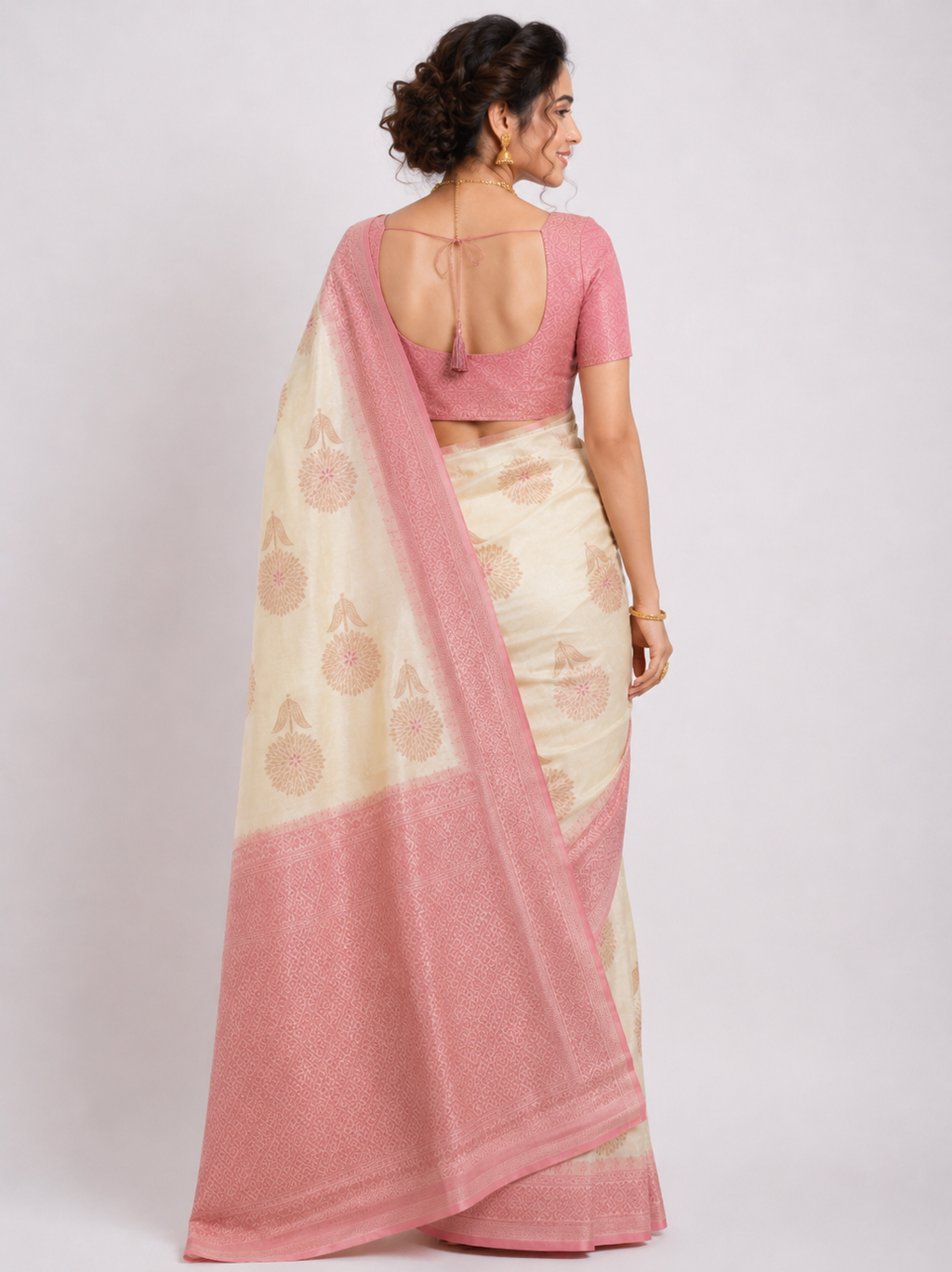 Banarasi Silk Saree with Pink Border