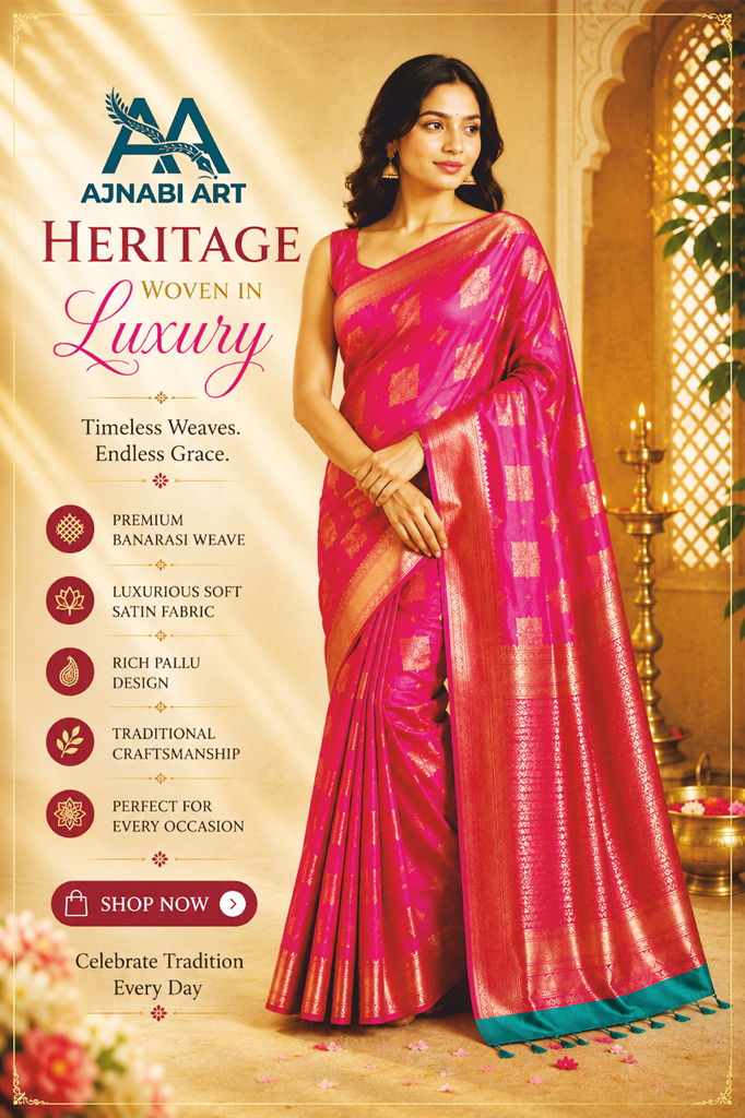 Banarasi Silk Saree – Red | Classic Square Boota Design