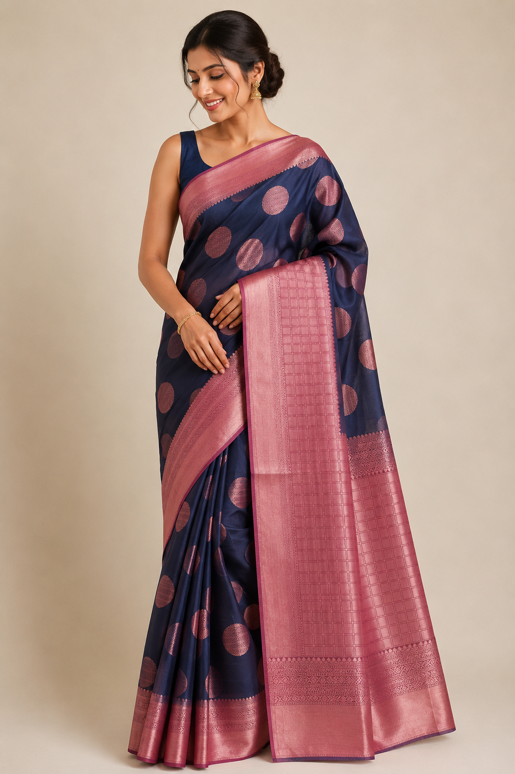Silk Sari Blue & Pink