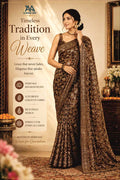 Georgette Saree – Mehndi Green | Machine Embroidery Work