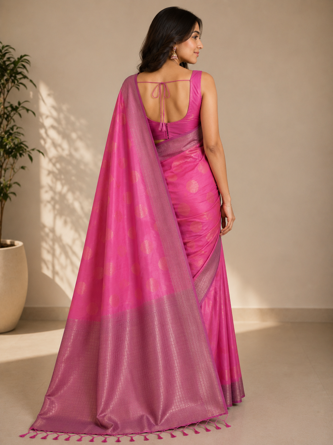 Banarasi Silk Saree Pink Color