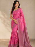 Banarasi Silk Saree Pink Color