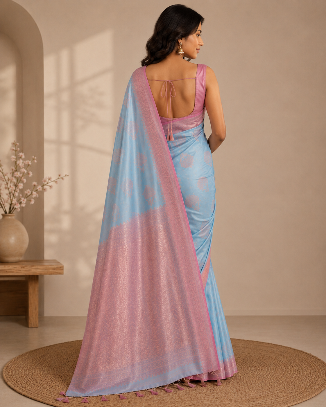 Banarasi Silk Saree – Turquoise | Phool Patti Boota
