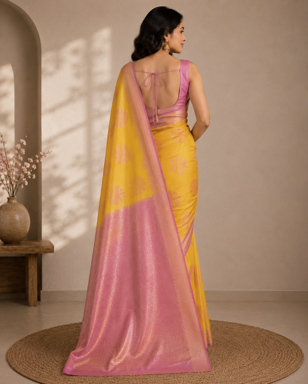 Banarasi Silk Saree – Yellow | Gol Boota Design