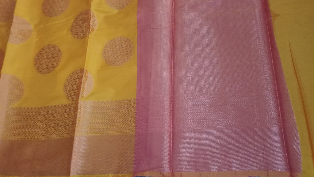 Banarasi Silk Saree – Yellow | Gol Boota Design