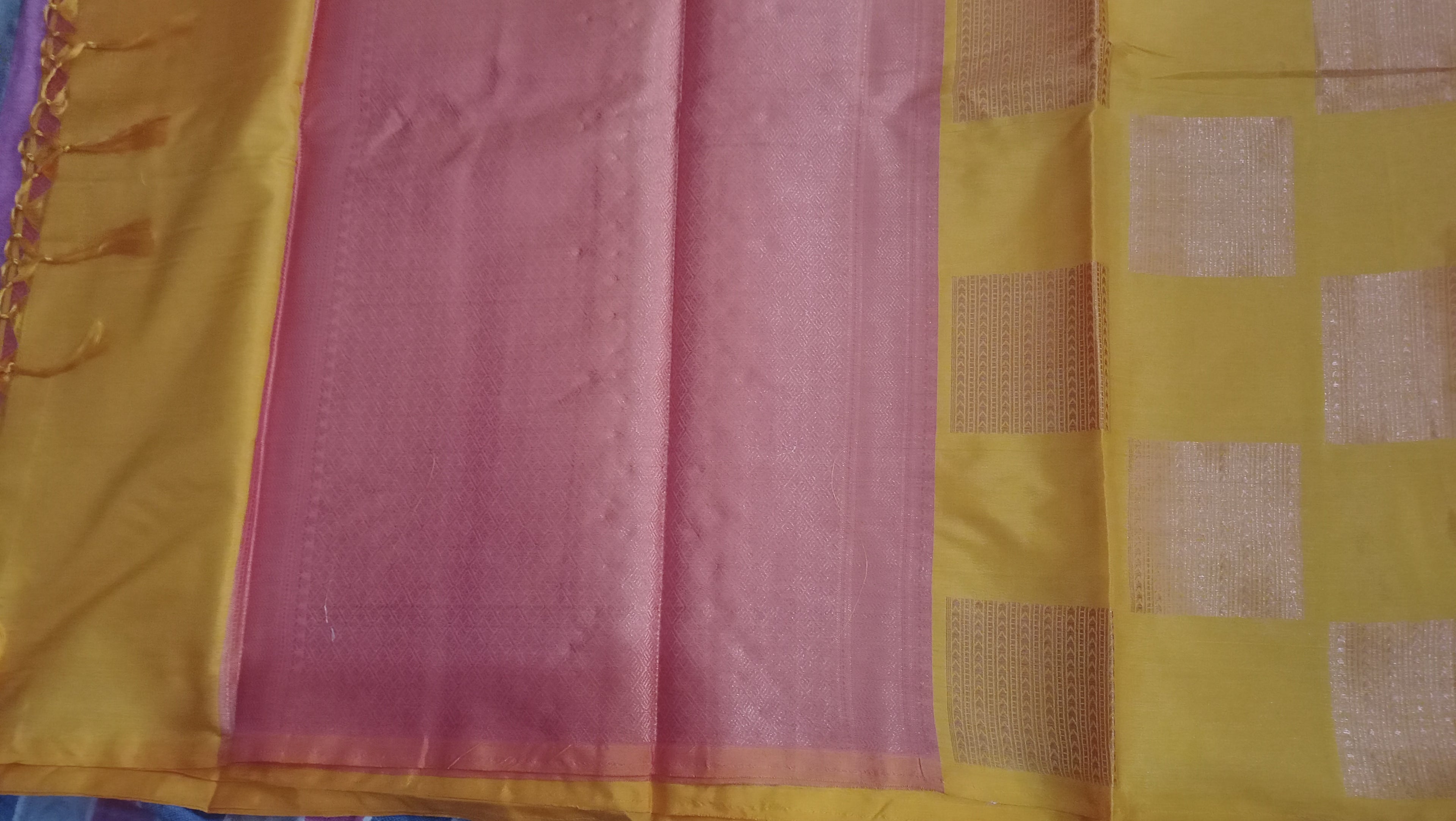 Banarasi Silk Saree – Yellow | Square Boota