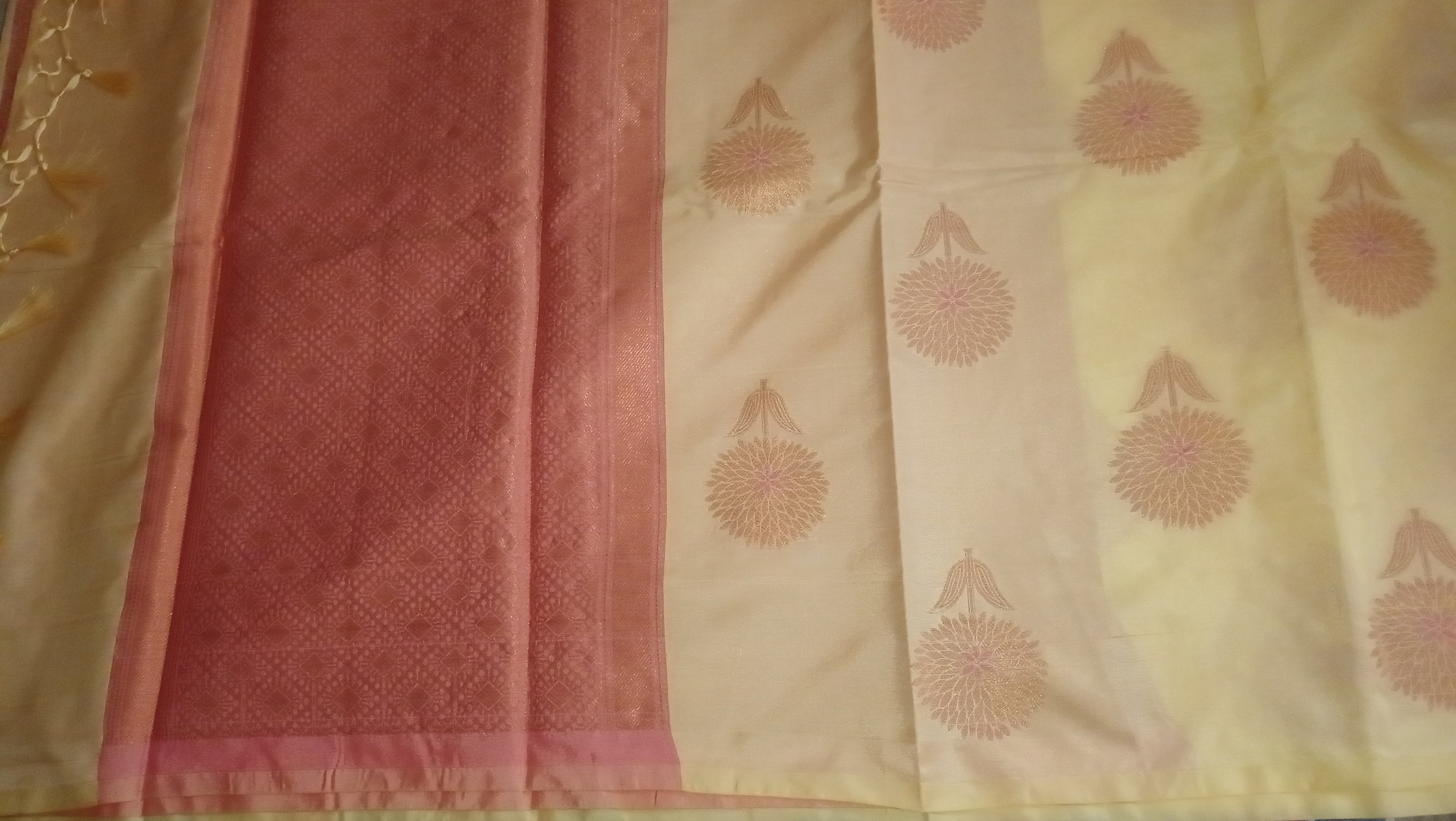 Banarasi Silk Saree with Pink Border