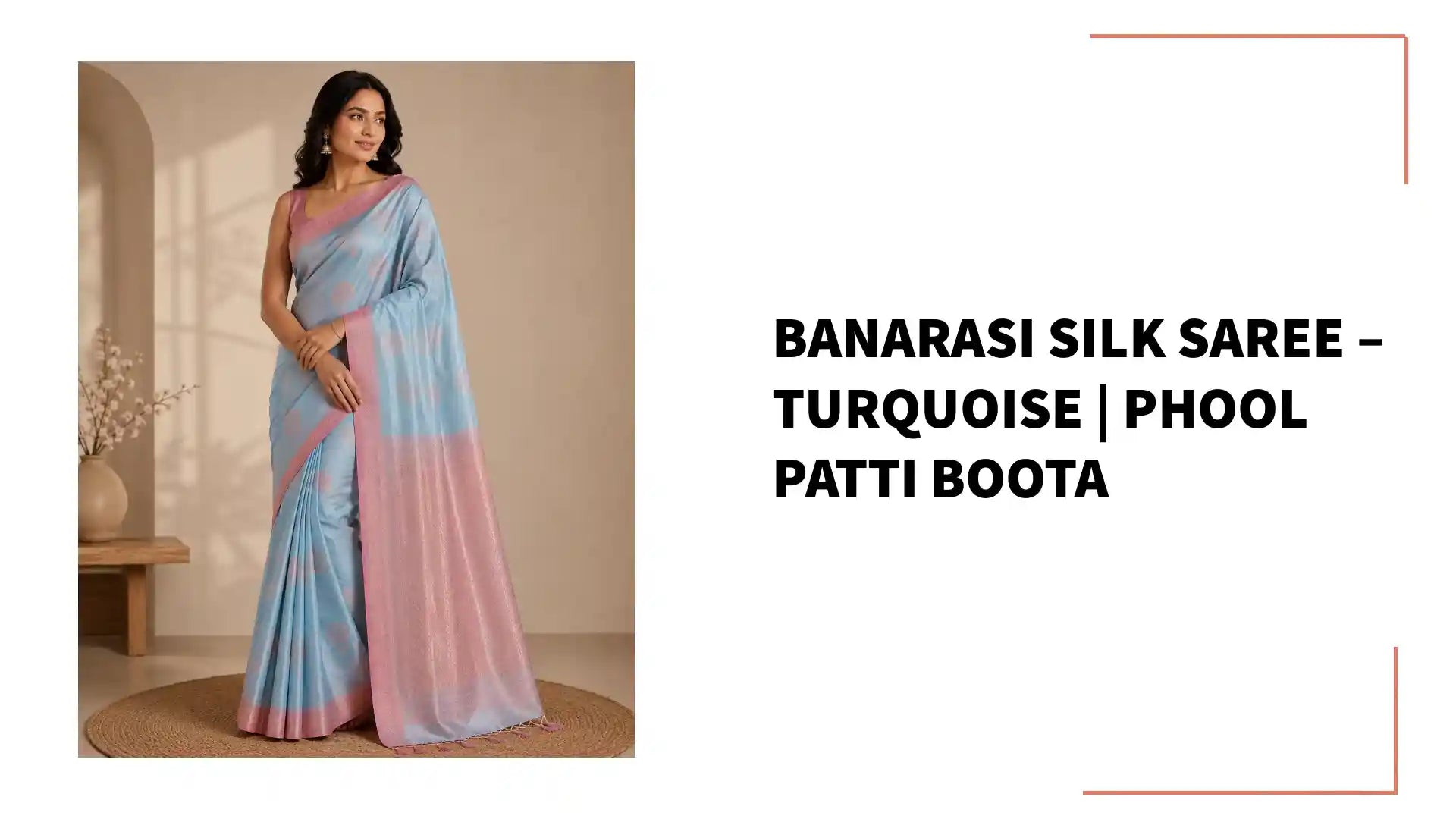Banarasi Silk Saree &ndash; Turquoise | Phool Patti Boota by@Outfy