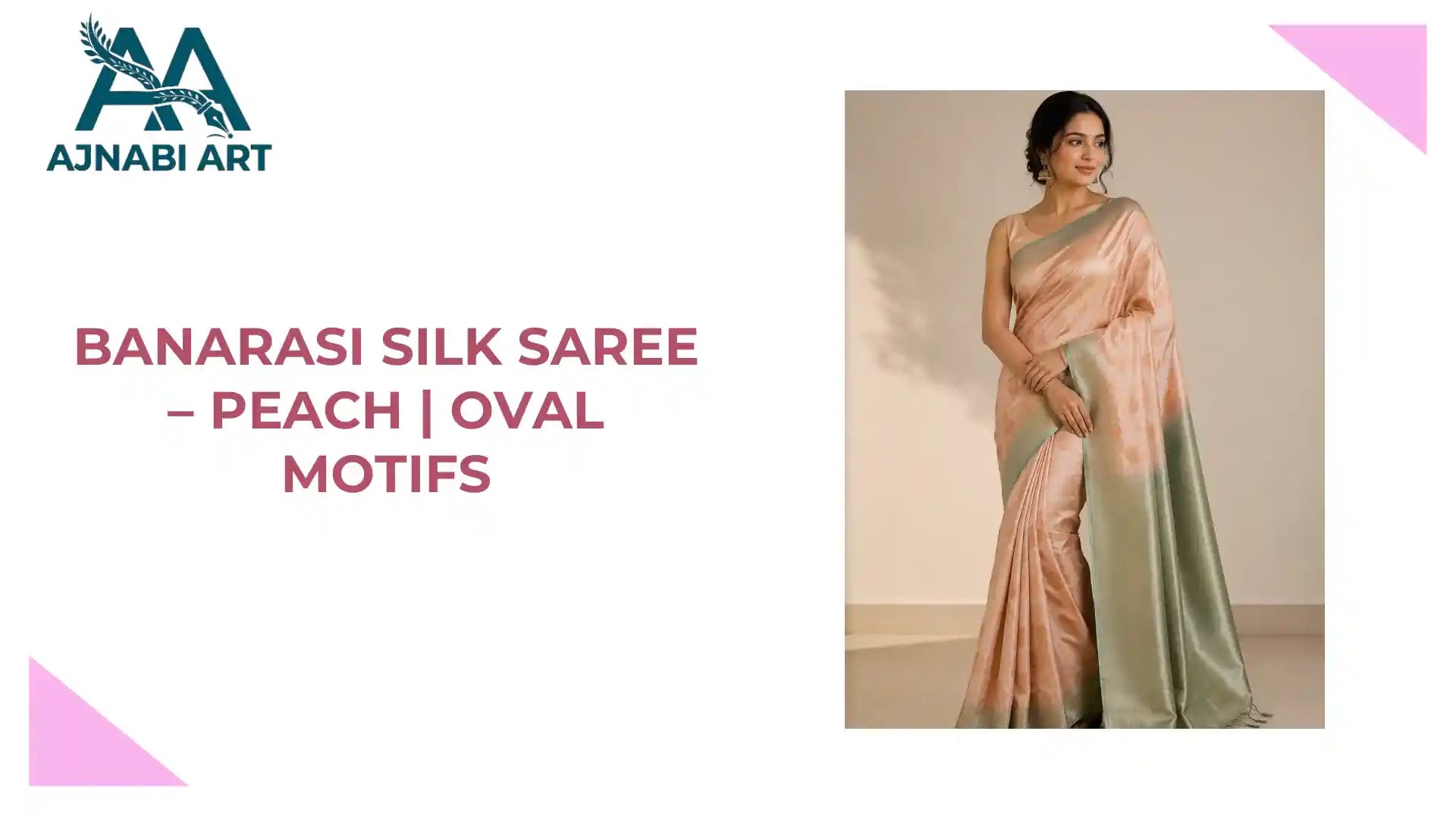 Banarasi Silk Saree &ndash; Peach | Oval Motifs by@Outfy