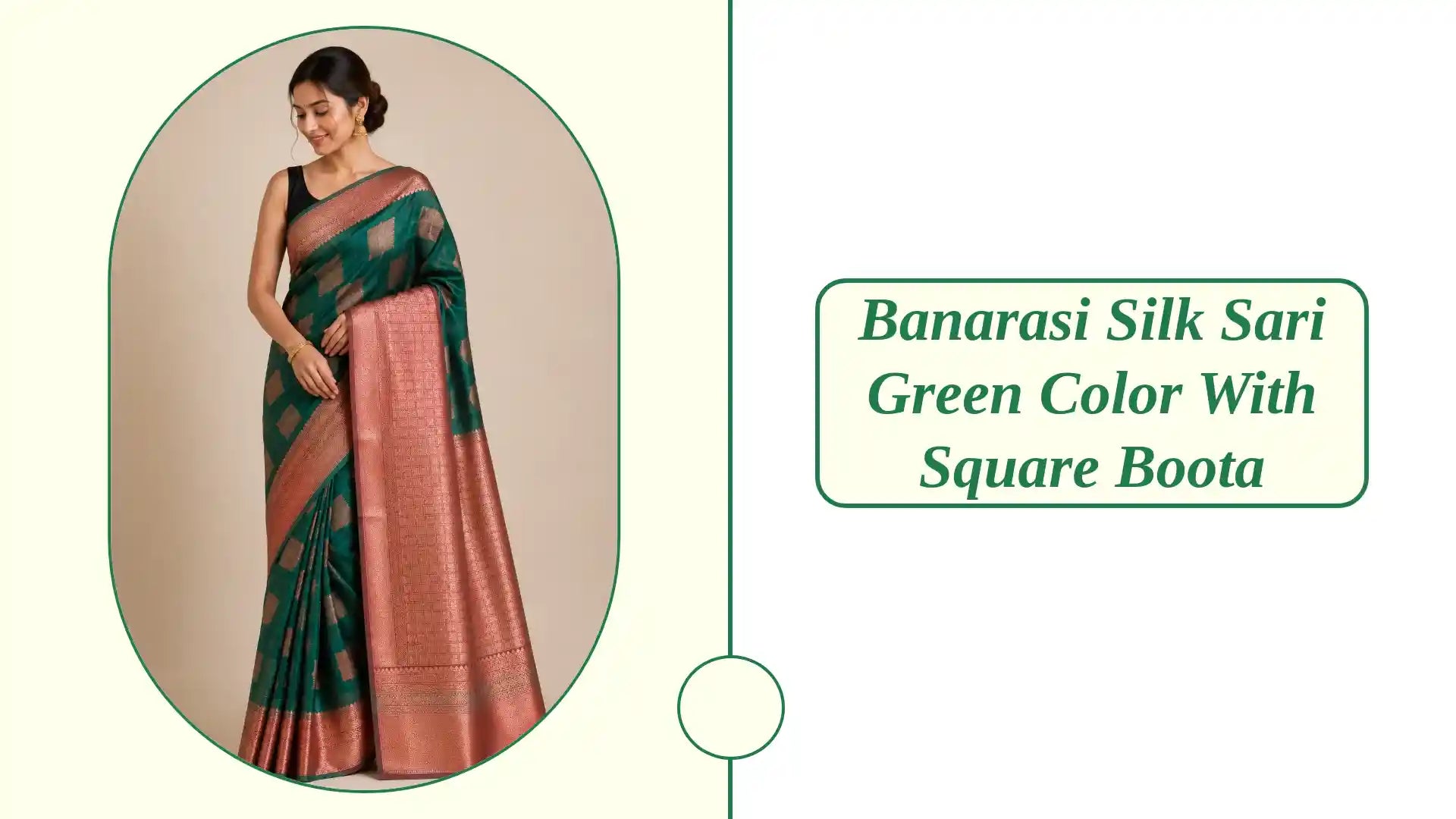 Banarasi Silk Sari Green color with square boota by@Outfy