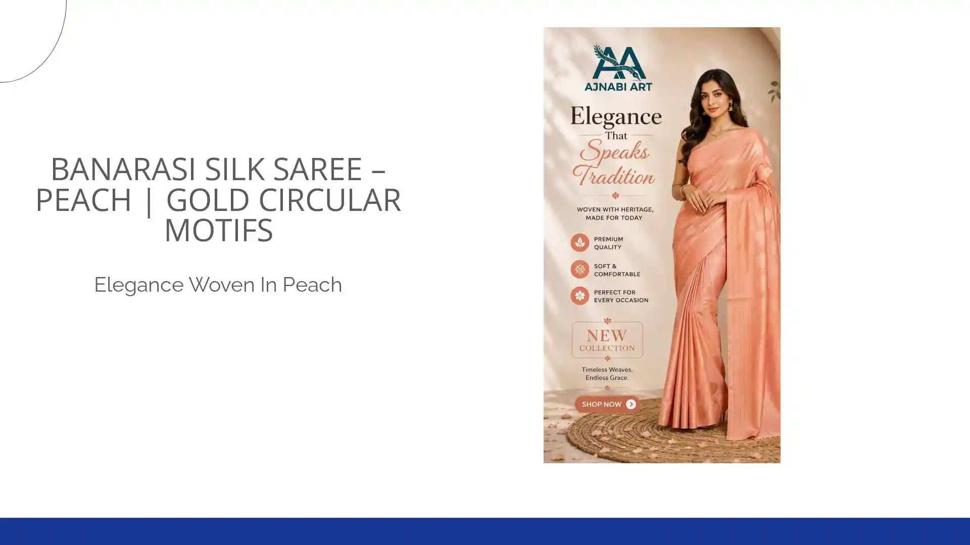 Banarasi Silk Saree &ndash; Peach | Gold Circular Motifs by@Outfy